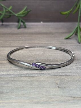 Sterling Silver Amethyst Bangle Bracelet